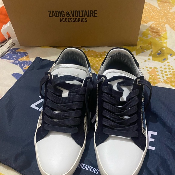 Zadig & Voltaire Blue Python Sneakers - Picture 1 of 7